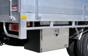 5- 600mm long powder coated steel toolbox with a polished stainless steel lid